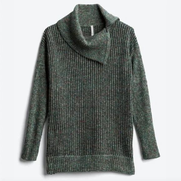 Leo & Nicole Sweaters - Leo & Nicole Olive Cowl Neck Sweater with Ribbed Texture